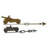 Two Metal Automobile Weathervane Tops