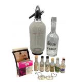 Barware Lot with Siphon Bottle, Accessories