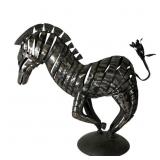 Brutalist Metal Zebra Sculpture