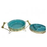 Vintage California Turquoise Ceramic Servers