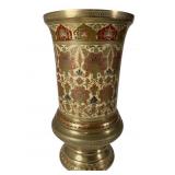 12-Inch Brass Vase with Enamel