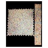 Vintage Hand Stitched Yo Yo Circle Quilt, Runner