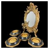 Ornate Gilded Mirror and Wall Plaques