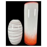 Two Vintage Hand-Blown Art Glass Vases