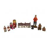 Carved Figures and Painted Miniature House