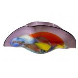 Large Art Glass Centerpiece Clam Bowl