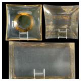 3 MCM Glass and Gilt Trays, George Briard