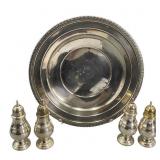Sterling Webster Salt Shakers and Plate
