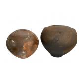 Two Unique Earthenware Raku Artisan Pots
