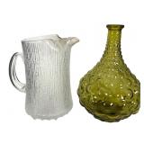 MC Iittala Pitcher and Green Bubble Vase