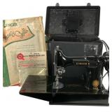 Vintage Singer 221 Sewing Machine with Case