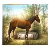 Hand-Painted Porcelain Plaque Of Horse
