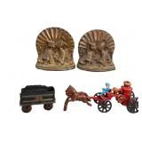 Cast Iron Lot With Toys and Bookends