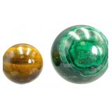 Tigers Eye and Malachite Stone Spheres