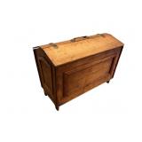 Wood Coffin-Style Storage Trunk with Brass Handle Wood Coffin-Style Storage Trunk with Brass Handle
