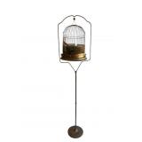 Antique Brass Birdcage With Frame Antique Brass Birdcage With Frame
