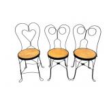 Three Antique Metal Ice Cream Chairs Three Antique Metal Ice Cream Chairs