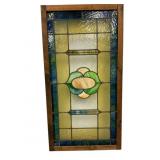 Stained Glass Window in Wood Frame Stained Glass Window in Wood Frame