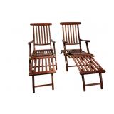 Teak Folding Deck Chairs with Brass Accents Teak Folding Deck Chairs with Brass Accents