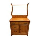 Oak Wash Stand with Towel Rack Oak Wash Stand with Towel Rack