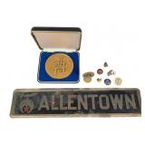 Shriners Allentown Sign, Medal & Pins Shriners Allentown Sign, Medal & Pins