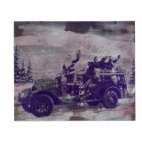 Vintage Santa Fire Truck Print Block Vintage Santa Fire Truck Print Block