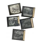5 B & W Magic Slide Auto Cartoon Glass Slides 5 B & W Magic Slide Auto Cartoon Glass Slides