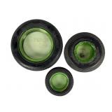 3 Vintage Uranium Glass Tire Ad Ashtrays 3 Vintage Uranium Glass Tire Ad Ashtrays