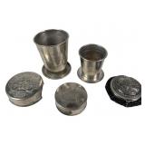 Antique Collapsing Cups and Coin Purse Antique Collapsing Cups and Coin Purse