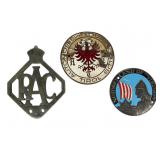 3 Vintage Auto Grill Badges 3 Vintage Auto Grill Badges