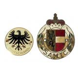 Two Vintage Automobile Grille Badges Two Vintage Automobile Grille Badges