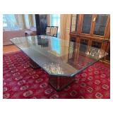 Octagonal Glass Dining Table W/ Two Pedestals Octagonal Glass Dining Table W/ Two Pedestals