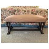 Upholstered Bench with Carved Wood Base Upholstered Bench with Carved Wood Base