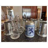 Glassware and Pewter Mugs Glassware and Pewter Mugs
