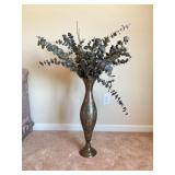 Decorative Brass Floor Vase With Hand-Painted Decorative Brass Floor Vase With Hand-Painted