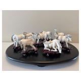 Toyo Set of 8 Ivory Horses with Plateau Toyo Set of 8 Ivory Horses with Plateau