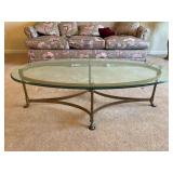 Brass and Glass Coffee Table with Hoof Feet Brass and Glass Coffee Table with Hoof Feet