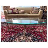 Brass and Glass Coffee Table with Hoof Feet Brass and Glass Coffee Table with Hoof Feet