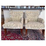 Pair Cream Upholstered Armchairs Pair Cream Upholstered Armchairs