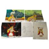 Five She-Ra Animation Production Cels and Sketch Five She-Ra Animation Production Cels and Sketch