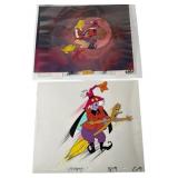 2 Hand-Painted Madame Razz & Broom Animation Cels 2 Hand-Painted Madame Razz & Broom Animation Cels