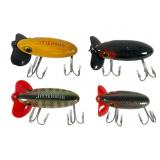 Four 1940s Jitterbug Wood Fishing Lures Four 1940s Jitterbug Wood Fishing Lures
