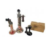 Antique Miniature Candlestick Telephone Set Antique Miniature Candlestick Telephone Set