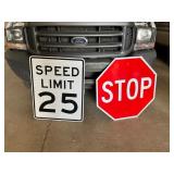 Stop Sign and Speed Limit 25 Sign