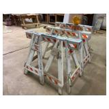 Three Wooden Sawhorse Barricades