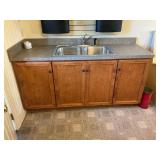 Wooden Cabinet with Sink and Faucet