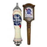 Two Pabst Blue Ribbon Beer Tap Handles
