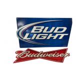 Two Metal Budweiser Signs