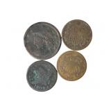 1809 Half Cent, 1828 Large Cent & 2 Cents