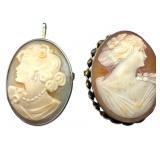 2 Early Sterling Carved Cameos